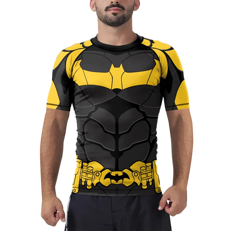 Batman's Yellow Bat Armor Men's Short Sleeve Rash Guard
