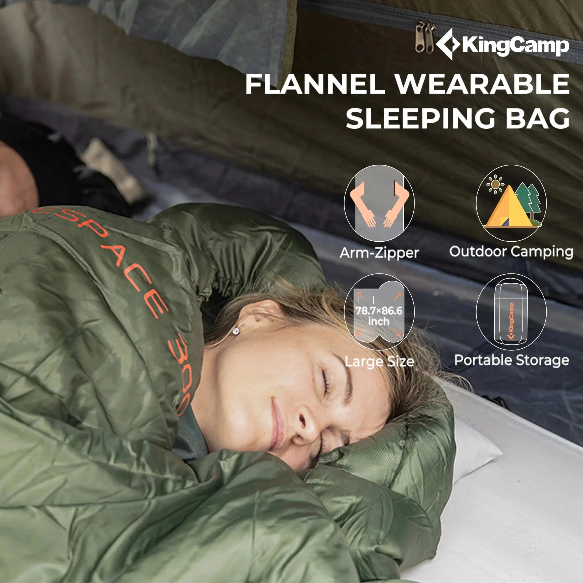 Kingcamp Cotton Flannel Sleeping Bag, Oversized