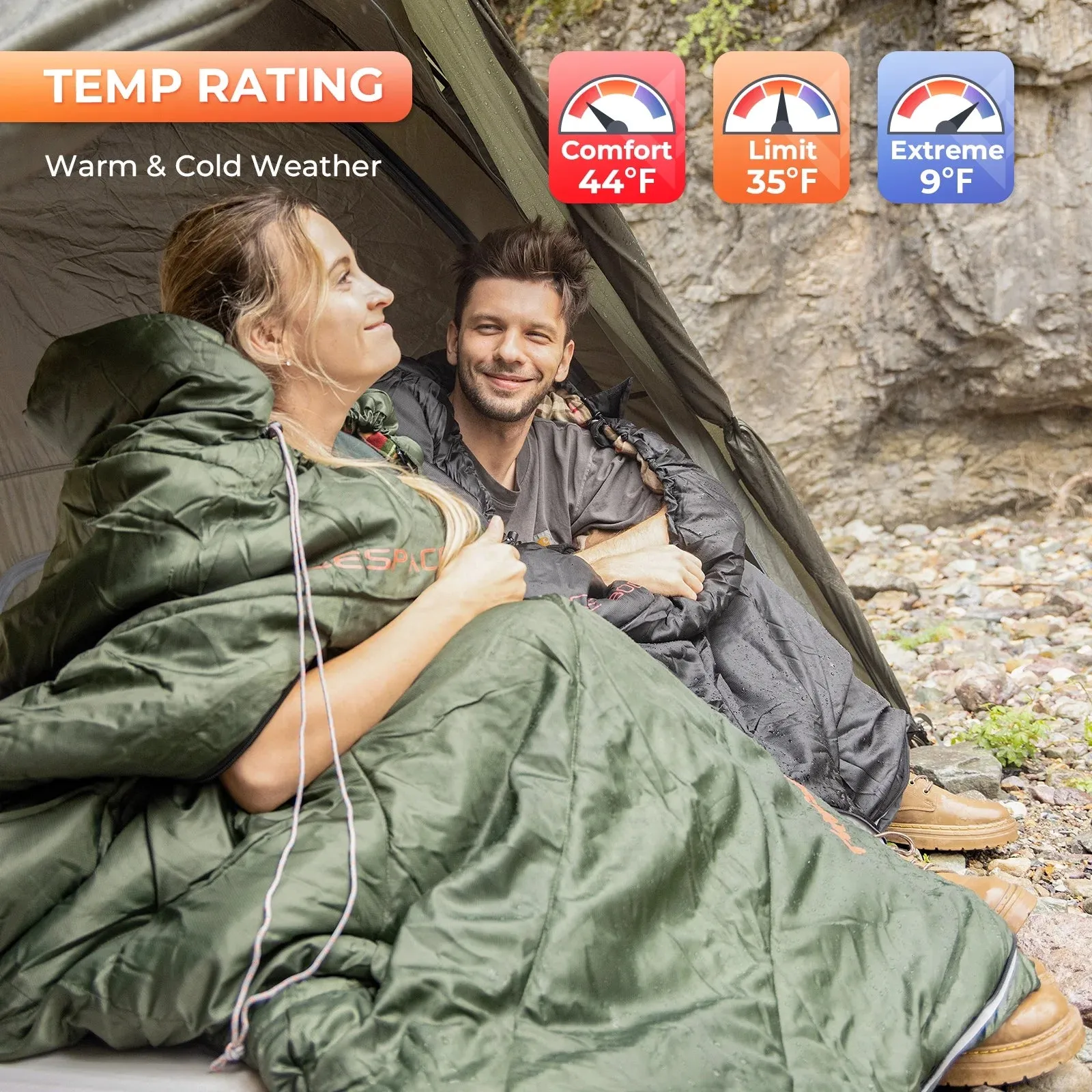 Kingcamp Cotton Flannel Sleeping Bag, Oversized