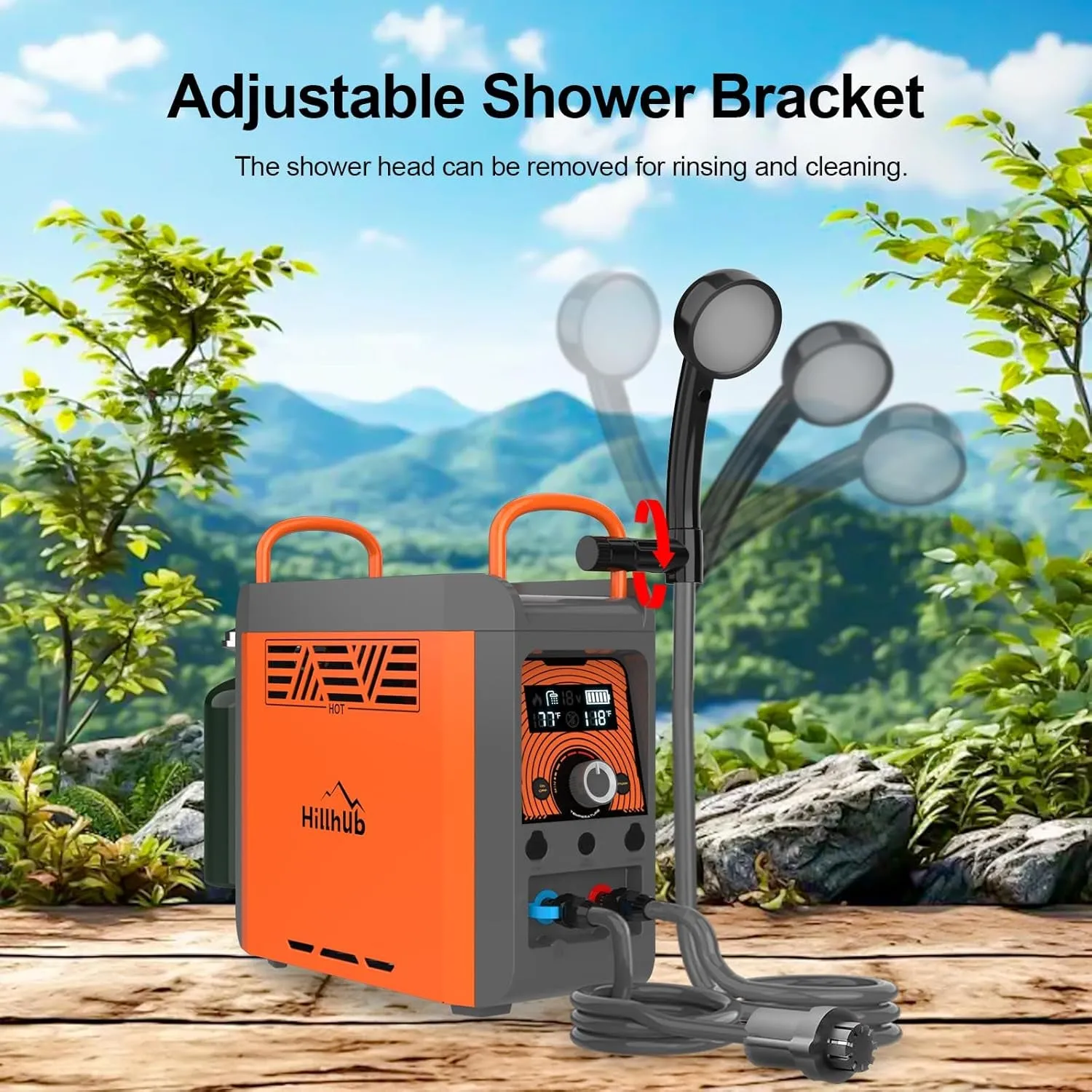 Portable Propane Water Heater with Water Pump&Showerhead,Instant Hot Water Heater with Built-In Battery for Showering&Cleaning,Outdoor