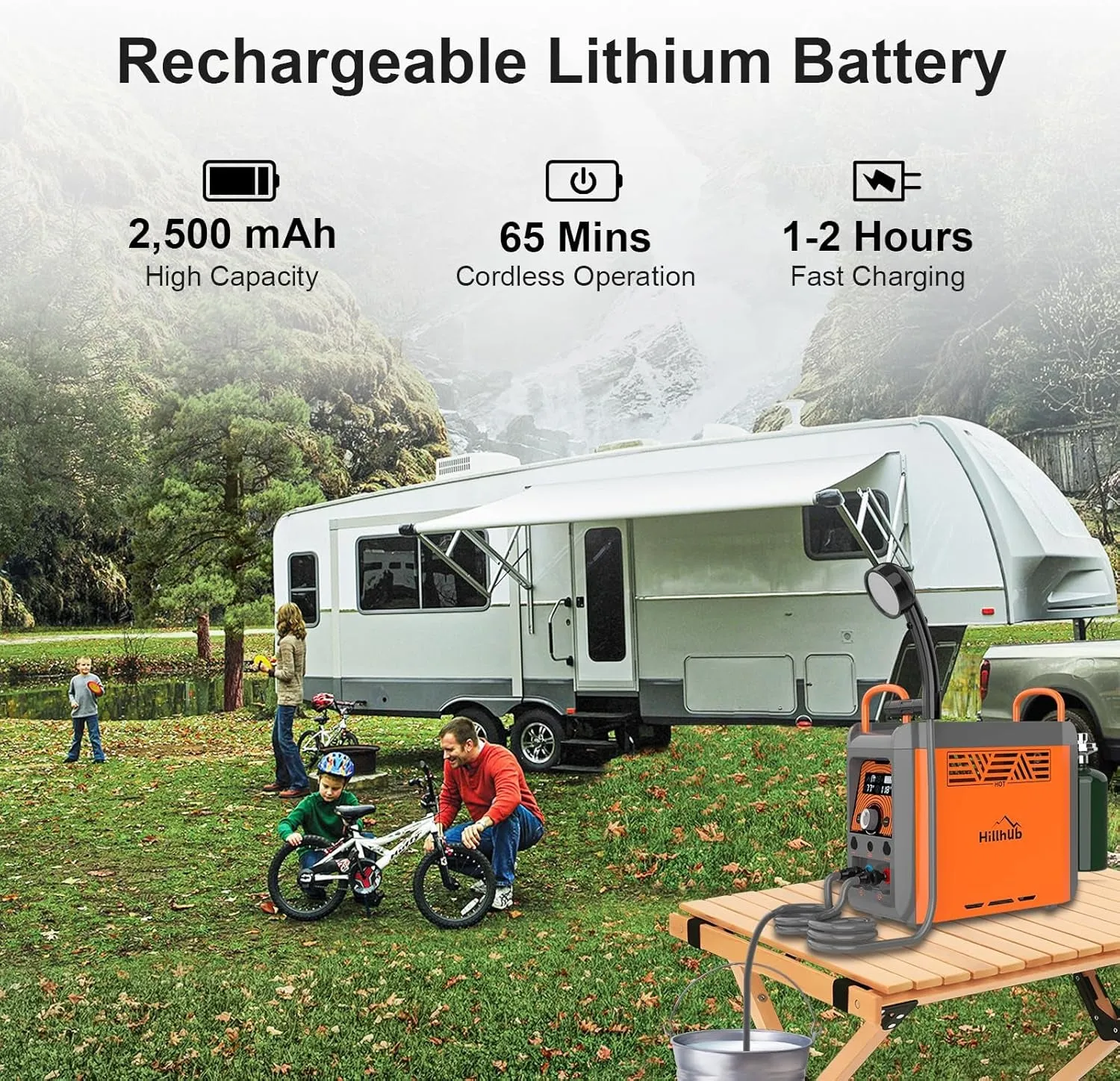 Portable Propane Water Heater with Water Pump&Showerhead,Instant Hot Water Heater with Built-In Battery for Showering&Cleaning,Outdoor